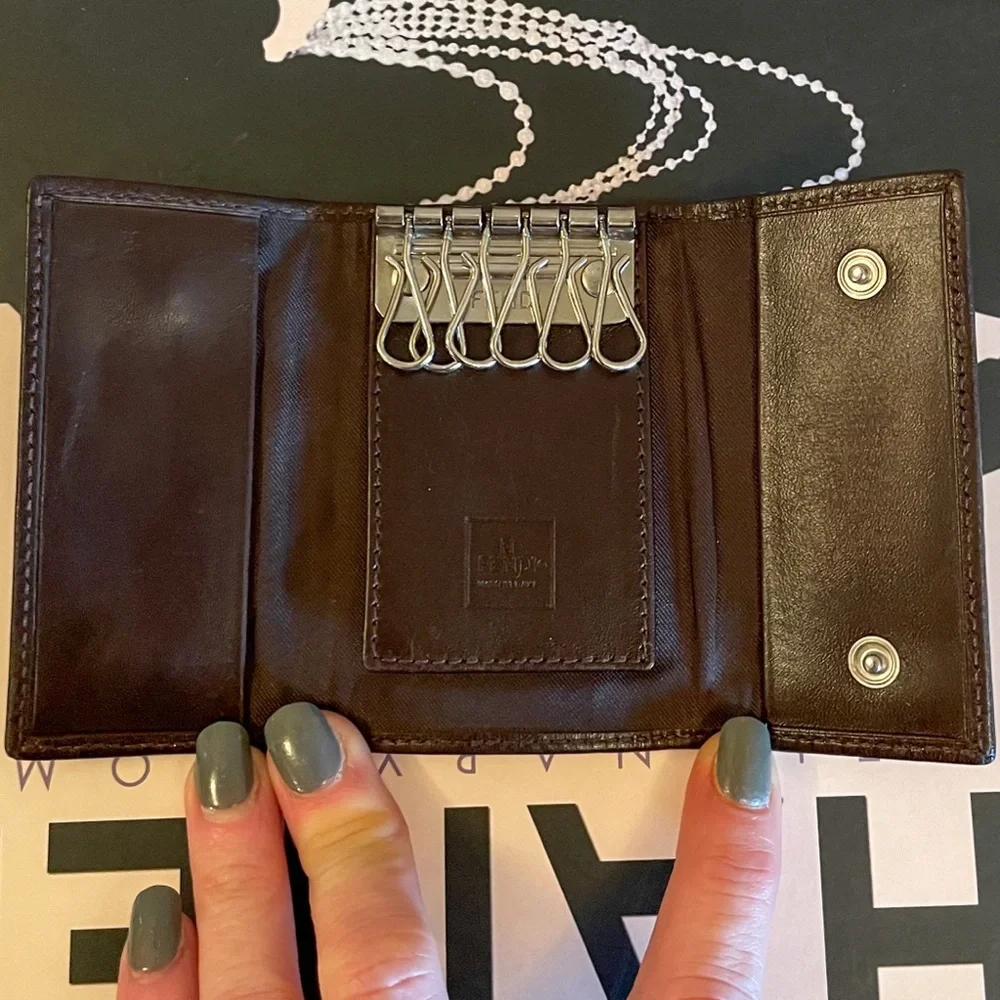 FENDI‎ Zucca  Monogram Print Brown Canvas Leather 6 Key Ring Case Pouch Wallet